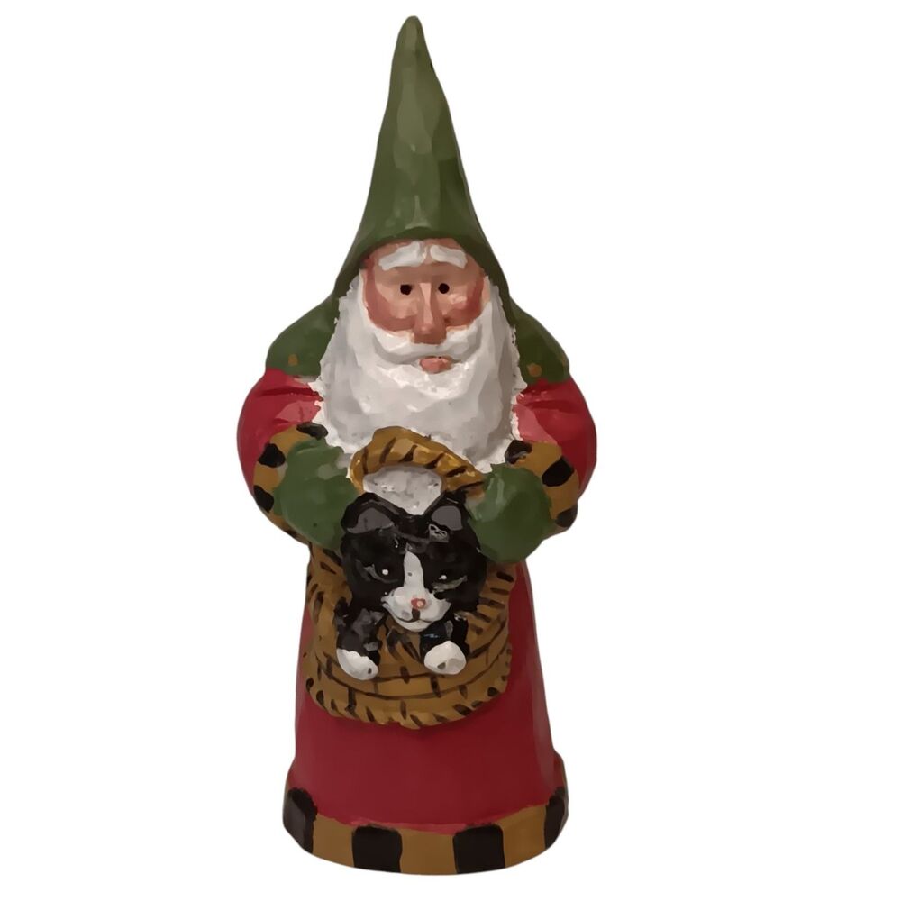 VTG House Of Hatten Susan M Smith Santa Claus With Cat Ornament Figurine 1998